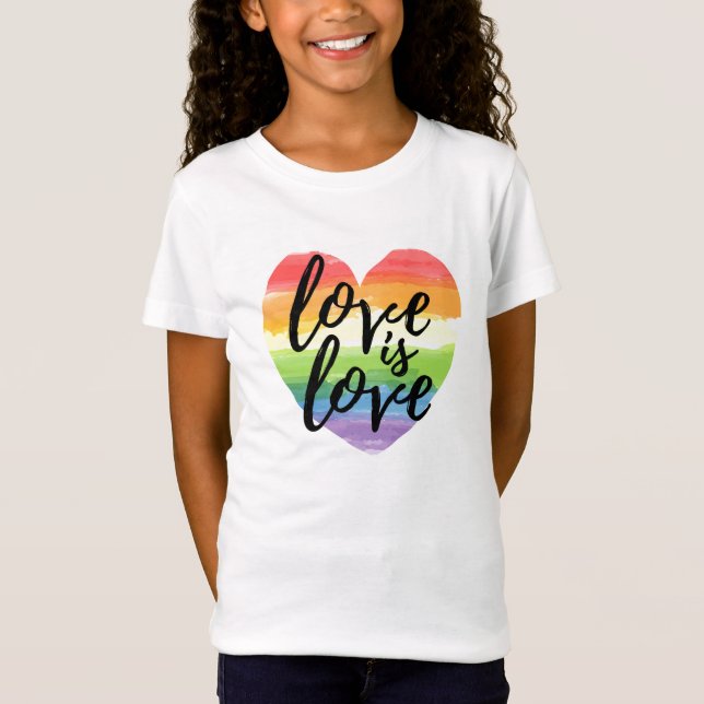 Liebe ist Liebe| Rainbow Watercolor Herz T-Shirt (Vorderseite)