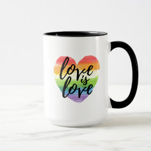 Liebe ist Liebe  Rainbow Watercolor Herz Tasse