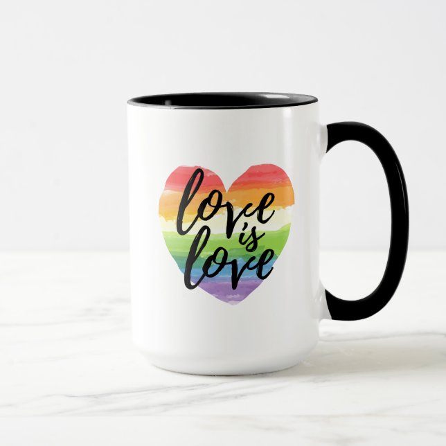 Liebe ist Liebe| Rainbow Watercolor Herz Tasse (Rechts)