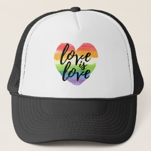 Liebe ist Liebe   Rainbow Watercolor Herz Truckerkappe