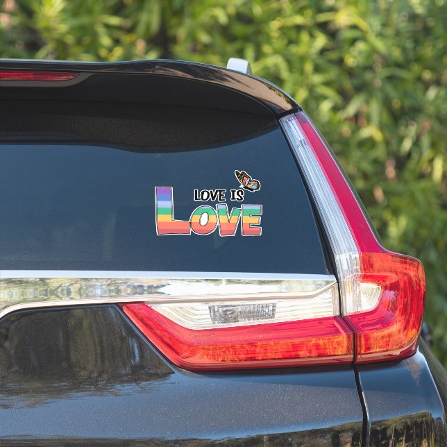 Liebe ist Liebe Regenbogen Aufkleber (Auto Seite)