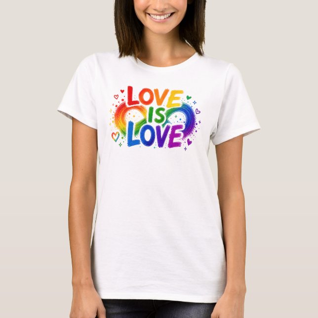 Liebe ist Liebe Regenbogen Herz T-Shirt (Vorderseite)