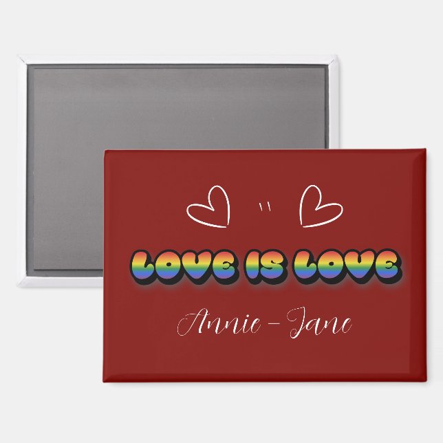 Liebe ist Liebe Regenbogen LGBTQ Magnet (Vorderseite/Rückseite)