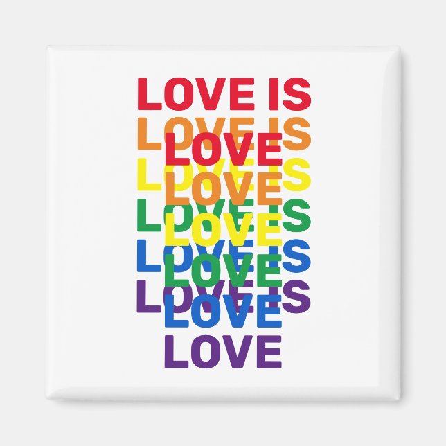 Liebe ist Liebe Regenbogen moderne Typografie Magnet (Vorne)