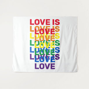 Liebe ist Liebe Regenbogen moderne Typografie Wandteppich