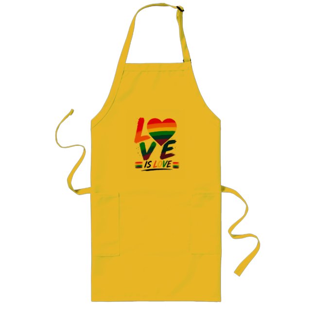 Liebe ist Liebe – Regenbogen-Pride-Bürstendesign Lange Schürze (Vorne)