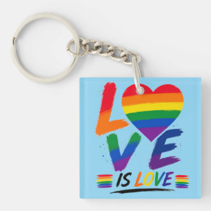 Liebe ist Liebe – Regenbogen-Pride-Pinsel-Design Schlüsselanhänger
