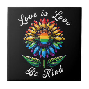 Liebe ist Liebe Regenbogen Sonnenblume LGBT+ Schwu Fliese