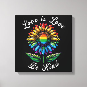 Liebe ist Liebe Regenbogen Sonnenblume LGBT+ Schwu Leinwanddruck