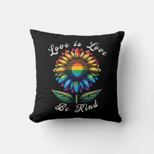 Liebe ist Liebe Regenbogen Sonnenblumen LGBT+ schw Kissen