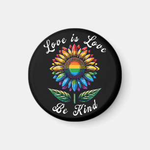Liebe ist Liebe Regenbogen Sonnenblumen LGBT+ schw Magnet