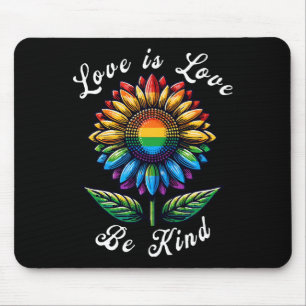 Liebe ist Liebe Regenbogen Sonnenblumen LGBT+ schw Mousepad