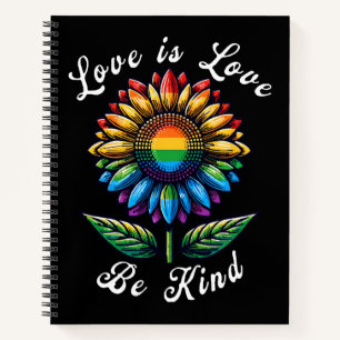 Liebe ist Liebe Regenbogen Sonnenblumen LGBT+ schw Notizbuch