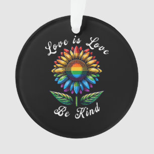 Liebe ist Liebe Regenbogen Sonnenblumen LGBT+ schw Ornament