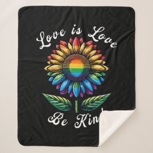 Liebe ist Liebe Regenbogen Sonnenblumen LGBT+ schw Sherpadecke
