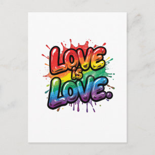 Liebe ist Liebe - Regenbogen-Stolz-Zitat Kunst Postkarte