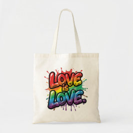 Liebe ist Liebe - Regenbogen-Stolz-Zitat-Kunst  Tragetasche