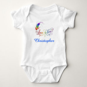 Liebe ist Liebe Regenbogenfeder Personalisierter B Baby Strampler