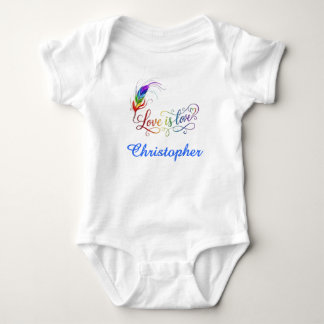 Liebe ist Liebe Regenbogenfeder Personalisierter B Baby Strampler