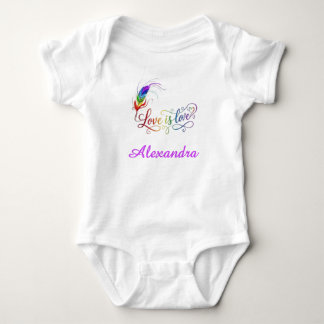 Liebe ist Liebe Regenbogenfeder Personalisiertes M Baby Strampler