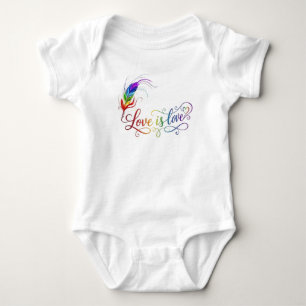 Liebe ist Liebe Regenbogenfeder Pride Baby-Body Baby Strampler