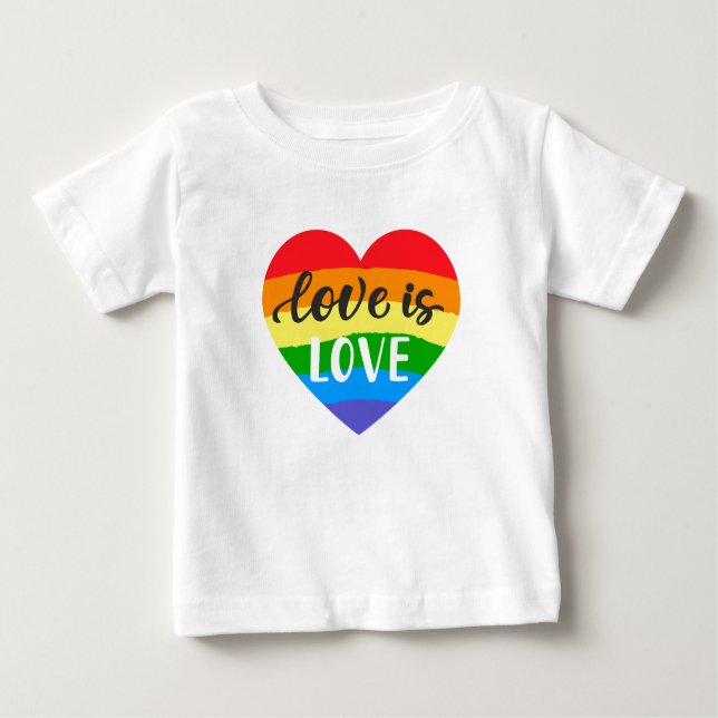 Liebe ist Liebe Regenbogenherz Baby T-shirt (Vorderseite)