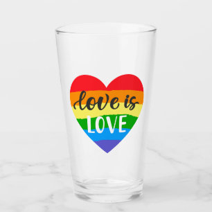 Liebe ist Liebe Regenbogenherz Glas