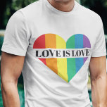 Liebe ist Liebe Regenbogenherz LGBTQ Stolz T - Shi T-Shirt<br><div class="desc">Ein farbenfroher T - Shirt mit einem großen Herz mit den Farben der LGBTQ-Regenbogenflagge,  mit der anpassbaren Beschriftung "Liebe ist Liebe" in einem schwarzen All-Caps-Schriftart. Tragen Sie diesen Gay Pride Bewusstsein T - Shirt,  um der Welt zu zeigen,  dass Sie ein stolzes Mitglied der LGBTQ Community sind.</div>