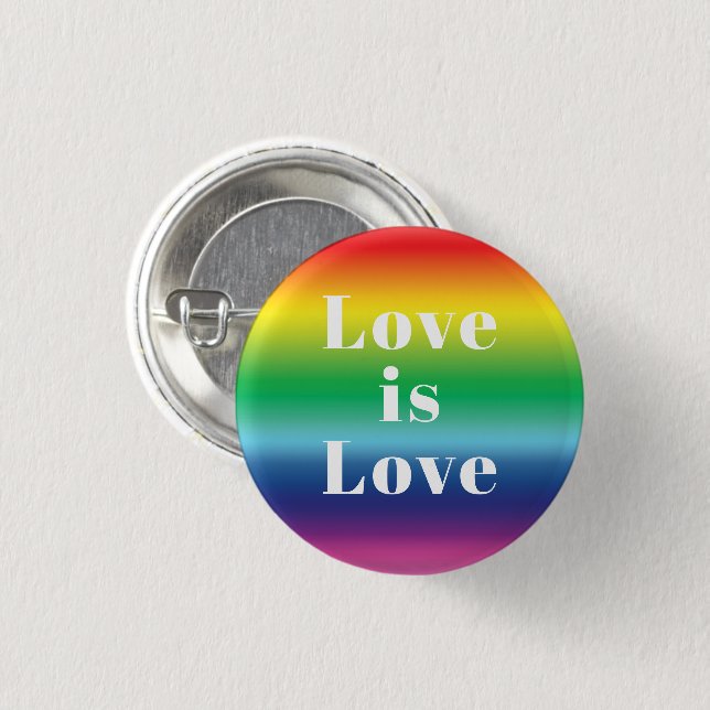 Liebe ist Liebe Regenbogenmuster Lgbtq Gay Pride Button (Vorne & Hinten)
