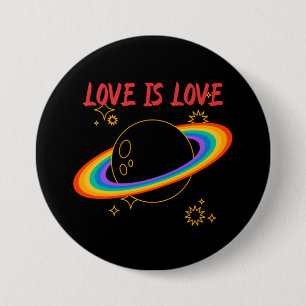 Liebe ist Liebe. Regenbogenplanet. LGBTQ + Stolz Button