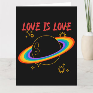 Liebe ist Liebe. Regenbogenplanet. LGBTQ + Stolz Dankeskarte