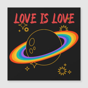 Liebe ist Liebe. Regenbogenplanet. LGBTQ + Stolz Magnetkarte