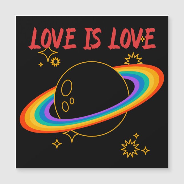 Liebe ist Liebe. Regenbogenplanet. LGBTQ + Stolz Magnetkarte (Vorderseite)