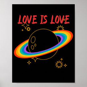 Liebe ist Liebe. Regenbogenplanet. LGBTQ + Stolz Poster