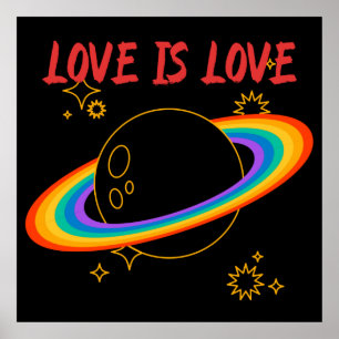 Liebe ist Liebe. Regenbogenplanet. LGBTQ + Stolz Poster