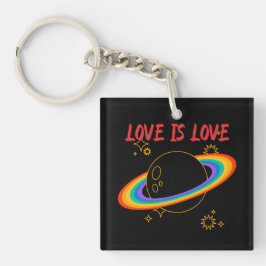 Liebe ist Liebe. Regenbogenplanet. LGBTQ+Strichtas Schlüsselanhänger