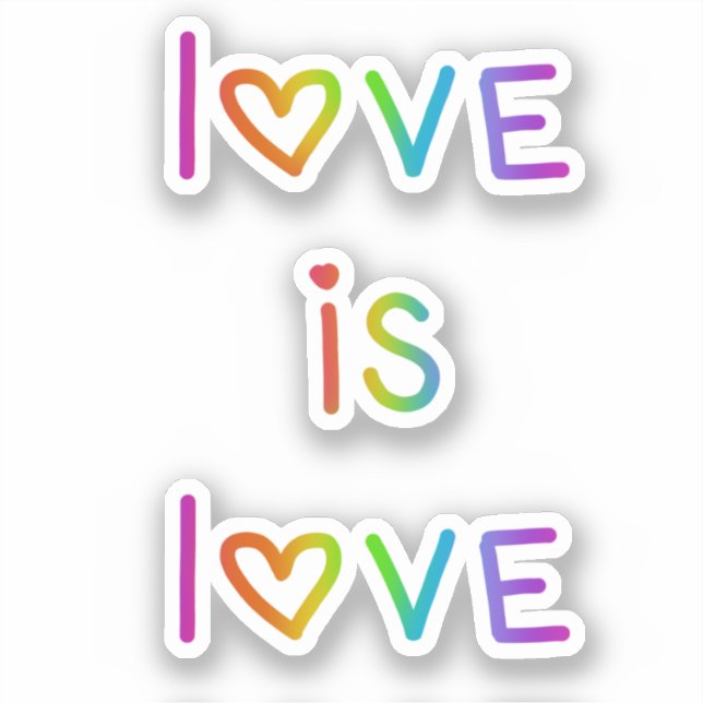 Liebe ist Liebe Regenbogenwörter Aufkleber (Vorderseite)