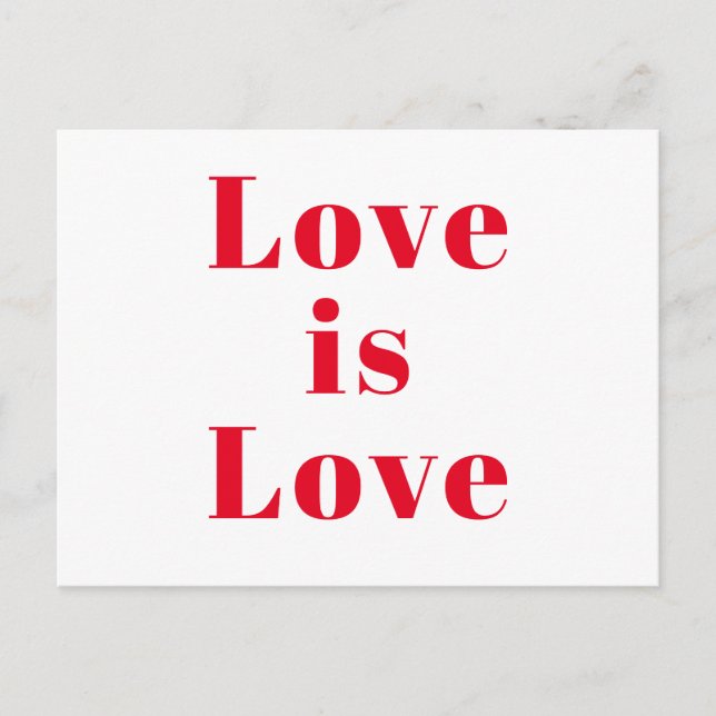 "Liebe ist Liebe" rot Postkarte (Vorderseite)