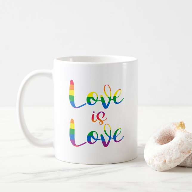 Liebe ist Liebe Script Gay Pride Kaffeetasse (Mit Donut)