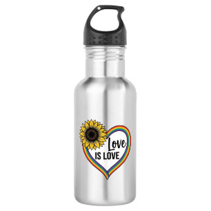Liebe ist Liebe Sonnenblumen Herz Vintage Vektor S Edelstahlflasche
