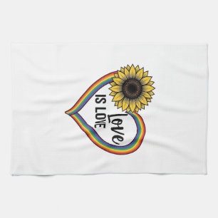 Liebe ist Liebe Sonnenblumen Herz Vintage Vektor S Geschirrtuch
