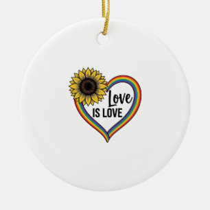 Liebe ist Liebe Sonnenblumen Herz Vintage Vektor S Keramik Ornament