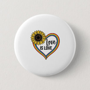 Liebe ist Liebe Sonnenblumen Herz Vintage Vektor T Button