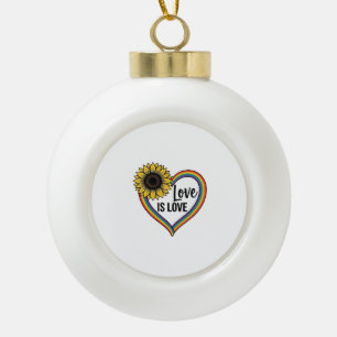 Liebe ist Liebe Sonnenblumen Herz Vintage Vektor T Keramik Kugel-Ornament