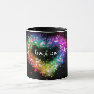 Liebe ist Liebe Sprühfarbe Regenbogen Herz Sto Tasse