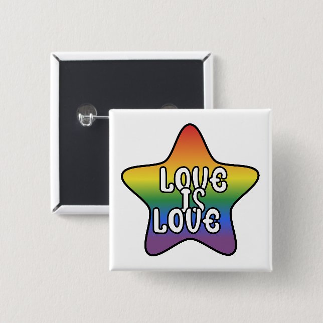 Liebe ist Liebe Stern Regenbogen LGBT-Flagge Farbv Button (Vorne & Hinten)