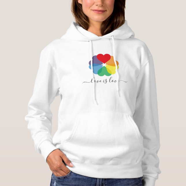 Liebe ist Liebe Stolz Rainbow Hearts Hoodie (Vorderseite)