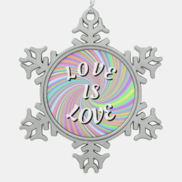 Liebe ist Liebe-Stolz Schneeflocken Zinn-Ornament