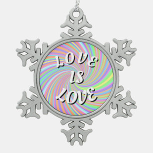 Liebe ist Liebe-Stolz Schneeflocken Zinn-Ornament