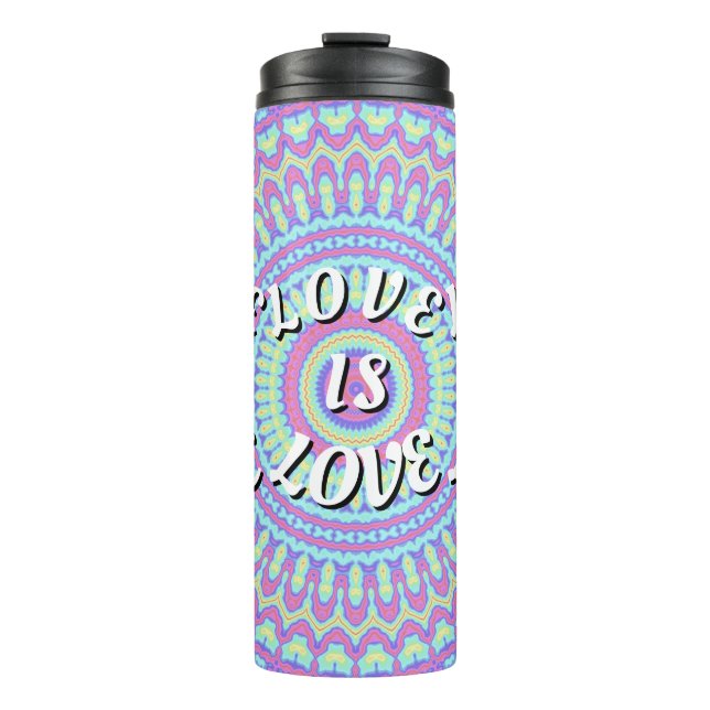 Liebe ist Liebe-Stolz Thermosbecher (Vorderseite)